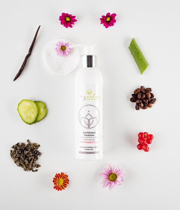 Innovatives Mizellenwasser für normale und fettige Haut mit Pfingstrosenextrakt, Kaffee und Aloe Vera - 200 ml