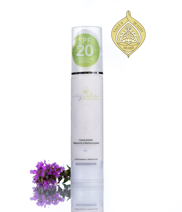 Hydrating and Anti-Aging 35+ Face Cream with Hyaluronic Acid, A and E Vitamins, 50 ml