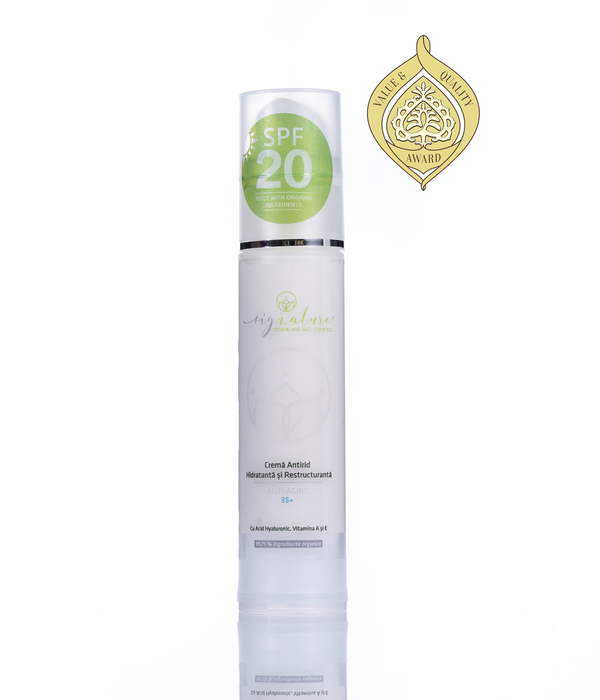 Hydrating and Anti-Aging 35+ Face Cream with Hyaluronic Acid, A and E Vitamins, 50 ml
