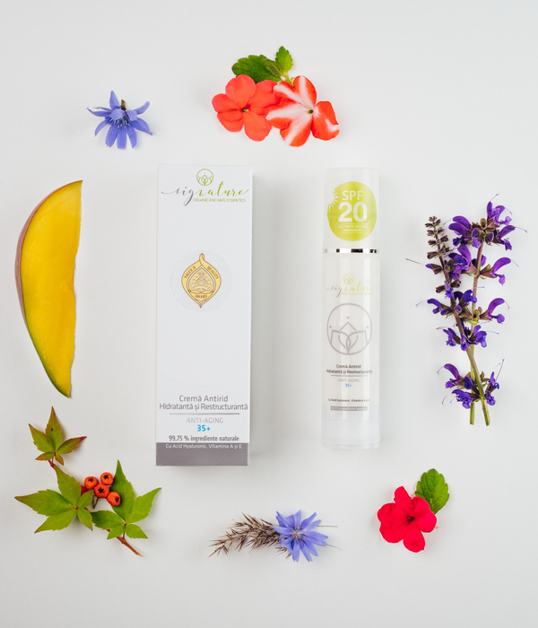 Hydrating and Anti-Aging 35+ Face Cream with Hyaluronic Acid, A and E Vitamins, 50 ml